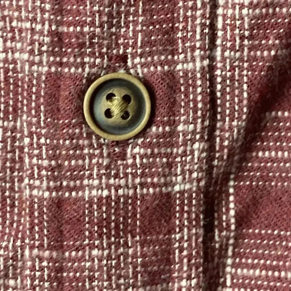 NWT ROWN MENS SIZE LARGE MUTED MAROON PLAID SOFT FLANNEL SHIRT BUTTON FRONT - Picture 5 of 13